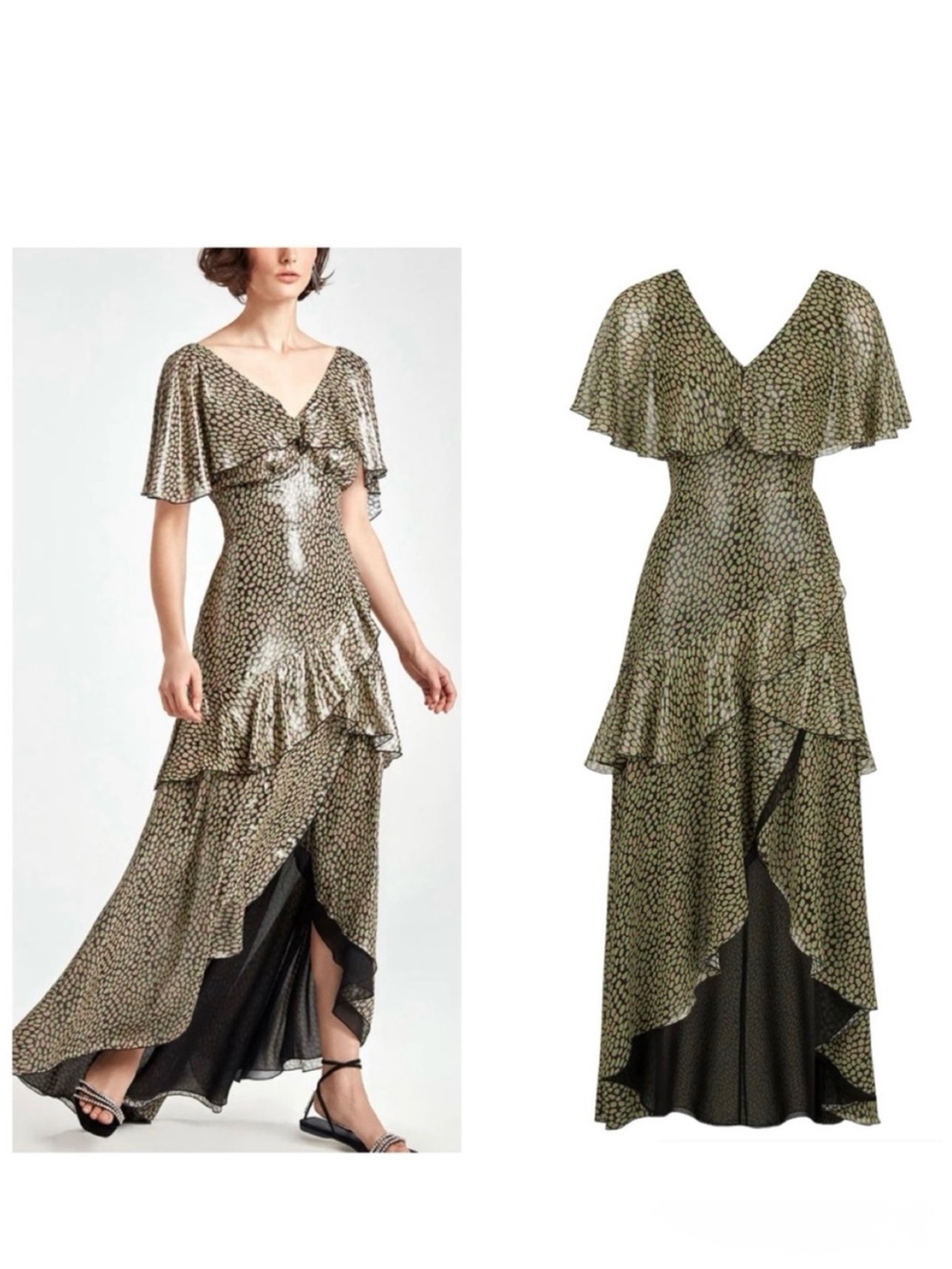 Nocturne Ruffled Long Dress Open Back Size Large